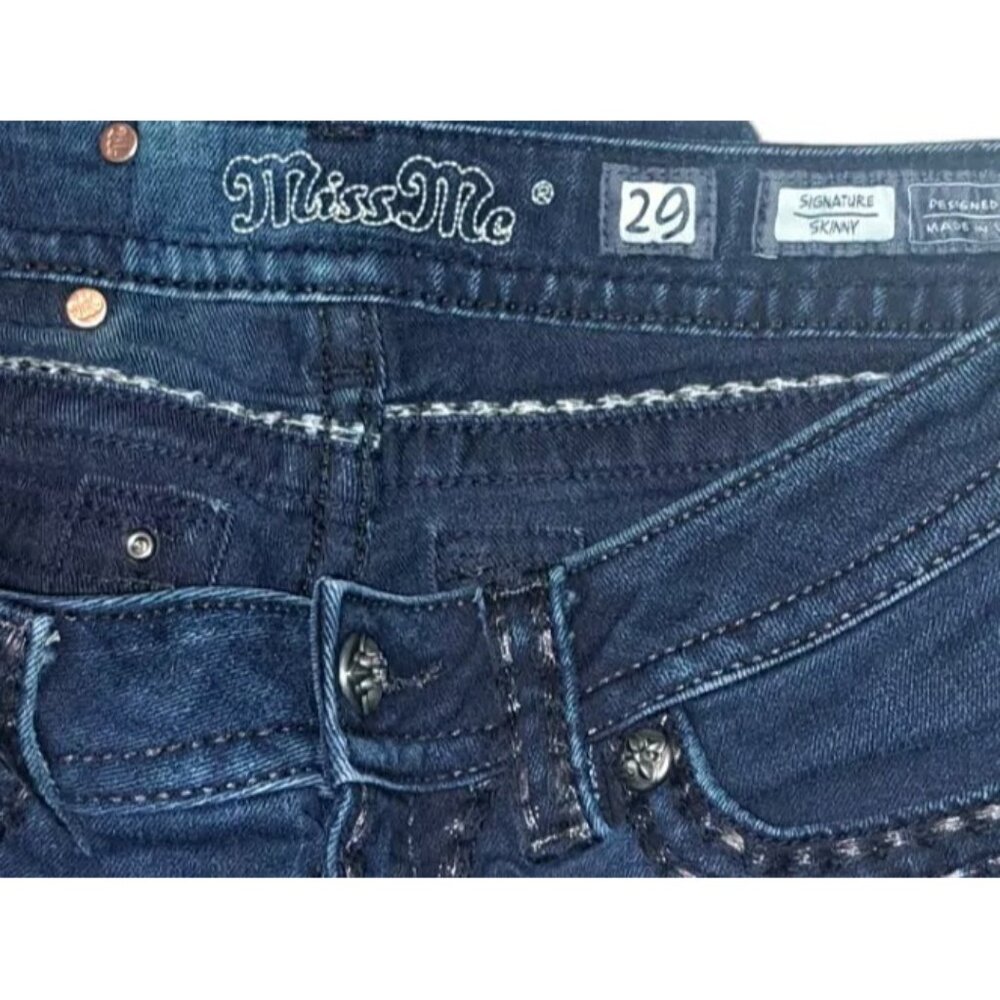 Miss Me Women's Size 29 Blue Custom Bleached Jeans 29x29 - Picture 5 of 10